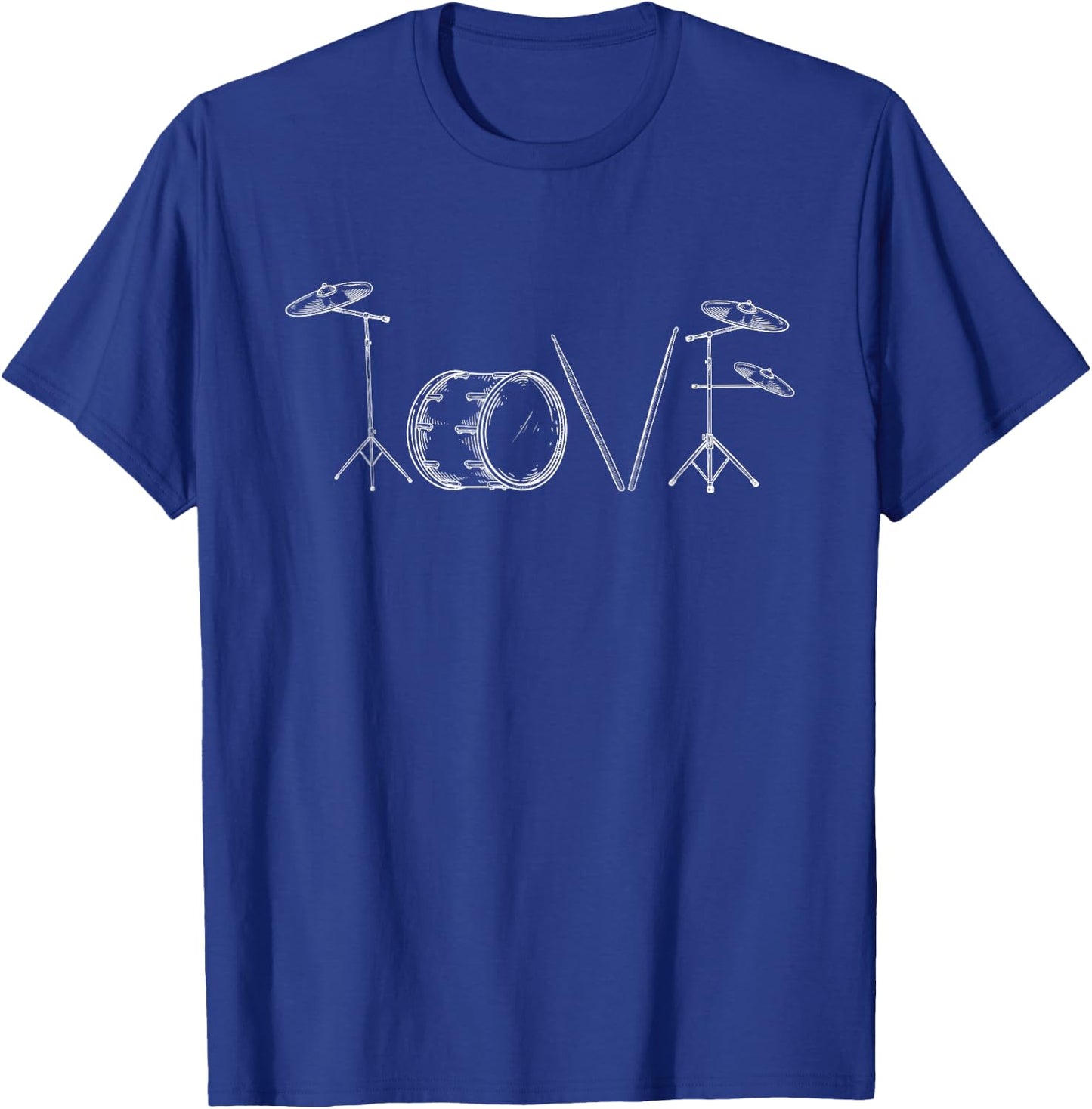 Love Drums Happy Valentine's Day Drummer Music Lover T-Shirt - T-Shirt | Royal