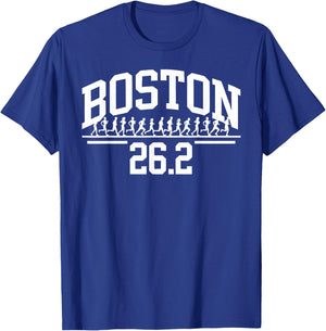 Boston 26.2 Running Marathon Finisher Celebration Runner Run T-Shirt - T-Shirt | Royal