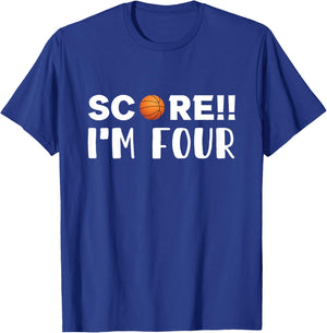 Score i'm Four, sport lover 4th birthday kids 4 T-Shirt - T-Shirt | Royal