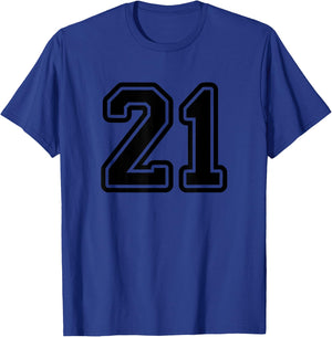 Number #21 Black Sport Varsity Number 21 T-Shirt - T-Shirt | Royal
