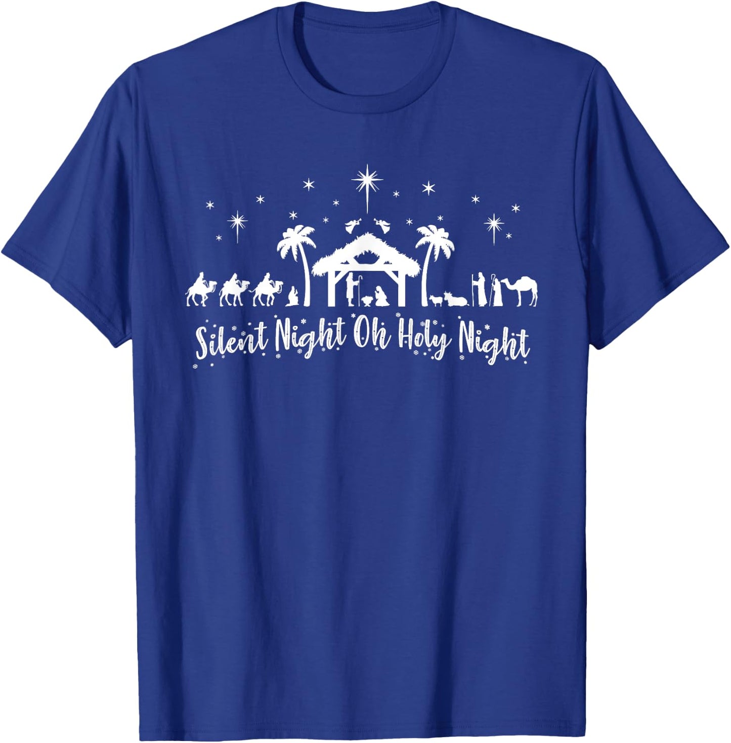 Silent Night Holy Religious Nativity Scene Christ T-Shirt - T-Shirt | Royal