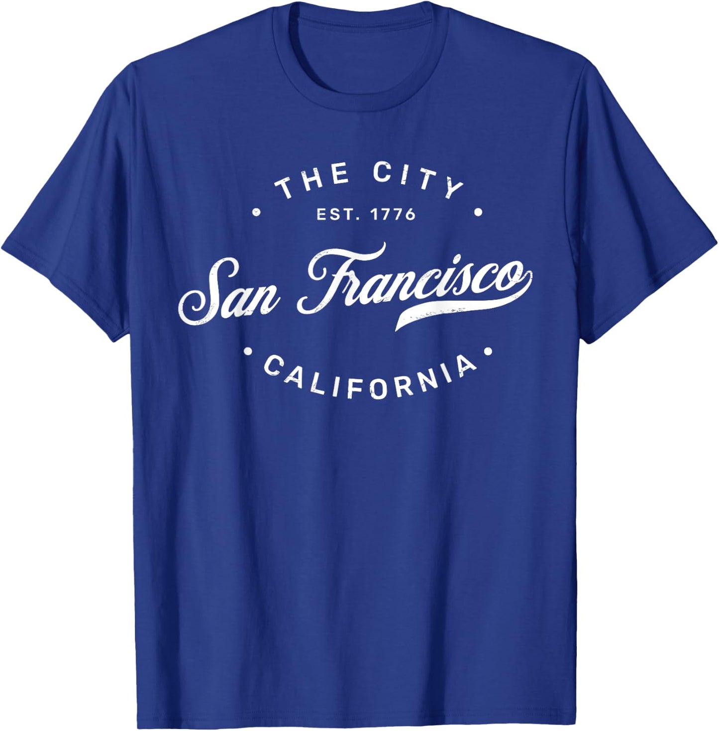 Classic Retro Vintage Distressed San Francisco California SF T-Shirt - T-Shirt | Royal