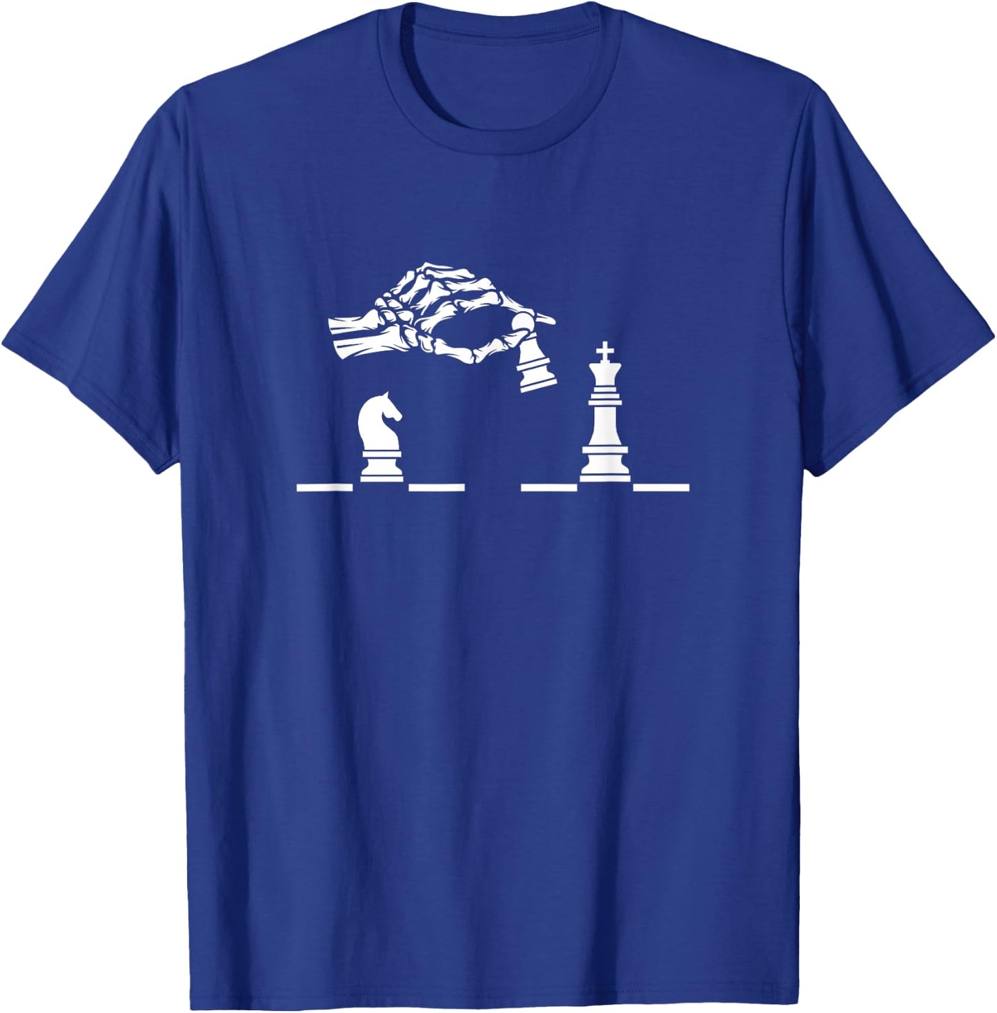 Skeleton Hands Playing Chess - Graphic Design T-Shirt - T-Shirt | Royal