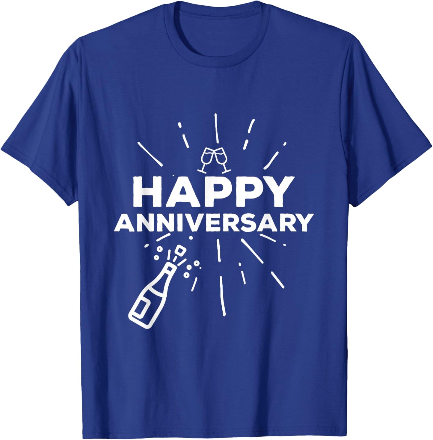 Happy Anniversary Cheers Wine Bottle T-Shirt - T-Shirt | Royal