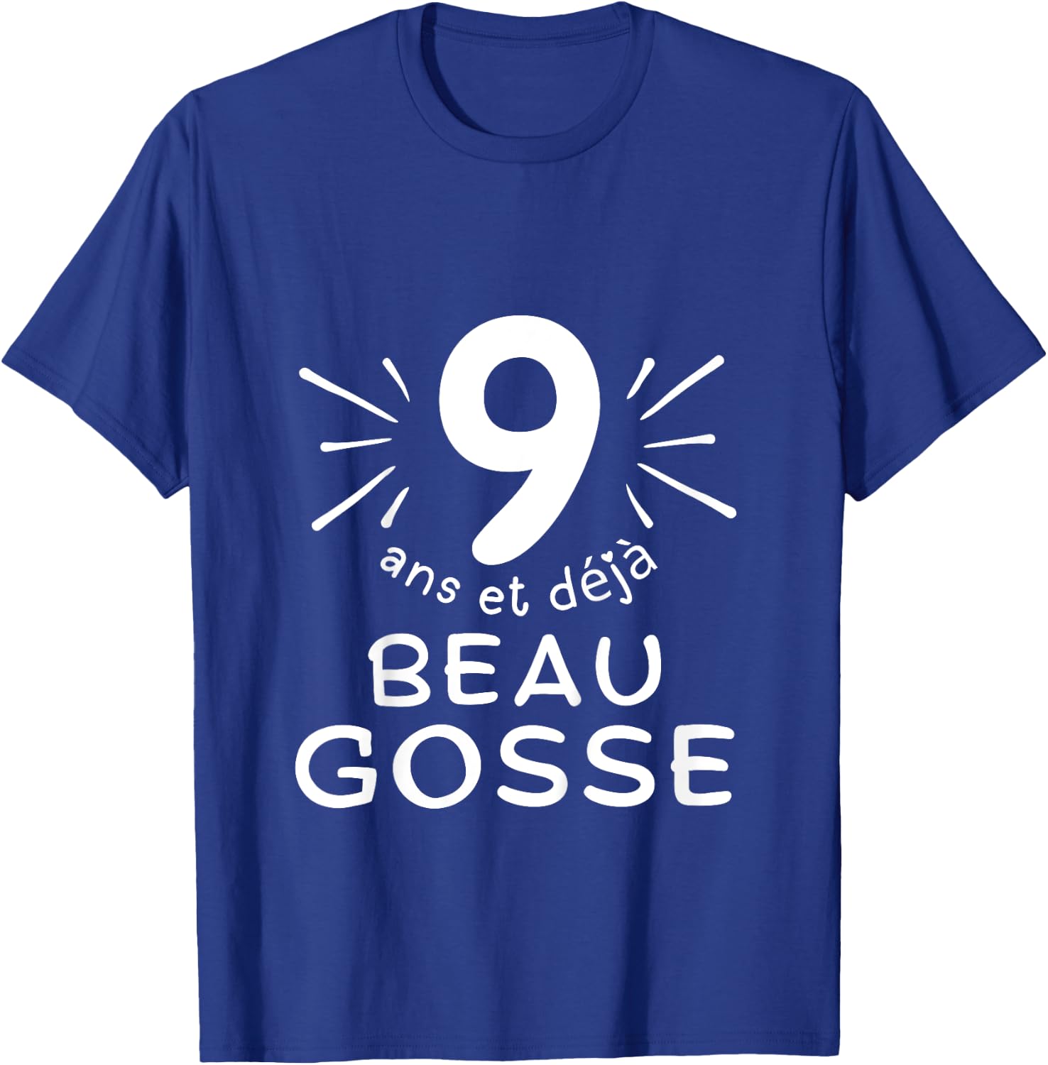 Child 9 years old and already handsome kid. phrase humor for gift boy , Black, 2 T-Shirt - T-Shirt | Royal