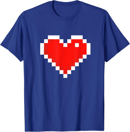 Old 8 Bit Heart Arcade Retro Pixel Gamer Valentine's Day T-Shirt - T-Shirt | Royal