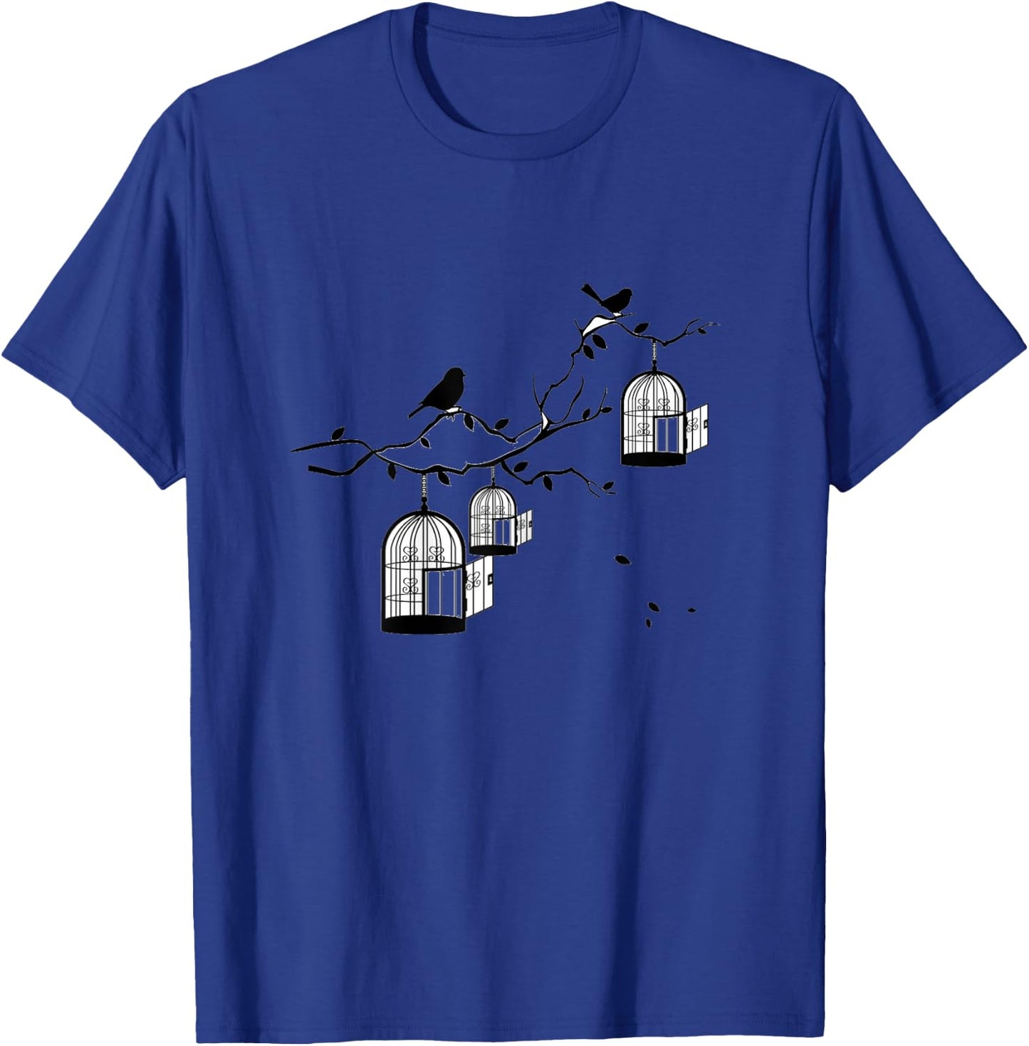 Black bird in Birdcages shirt T-Shirt - T-Shirt | Royal