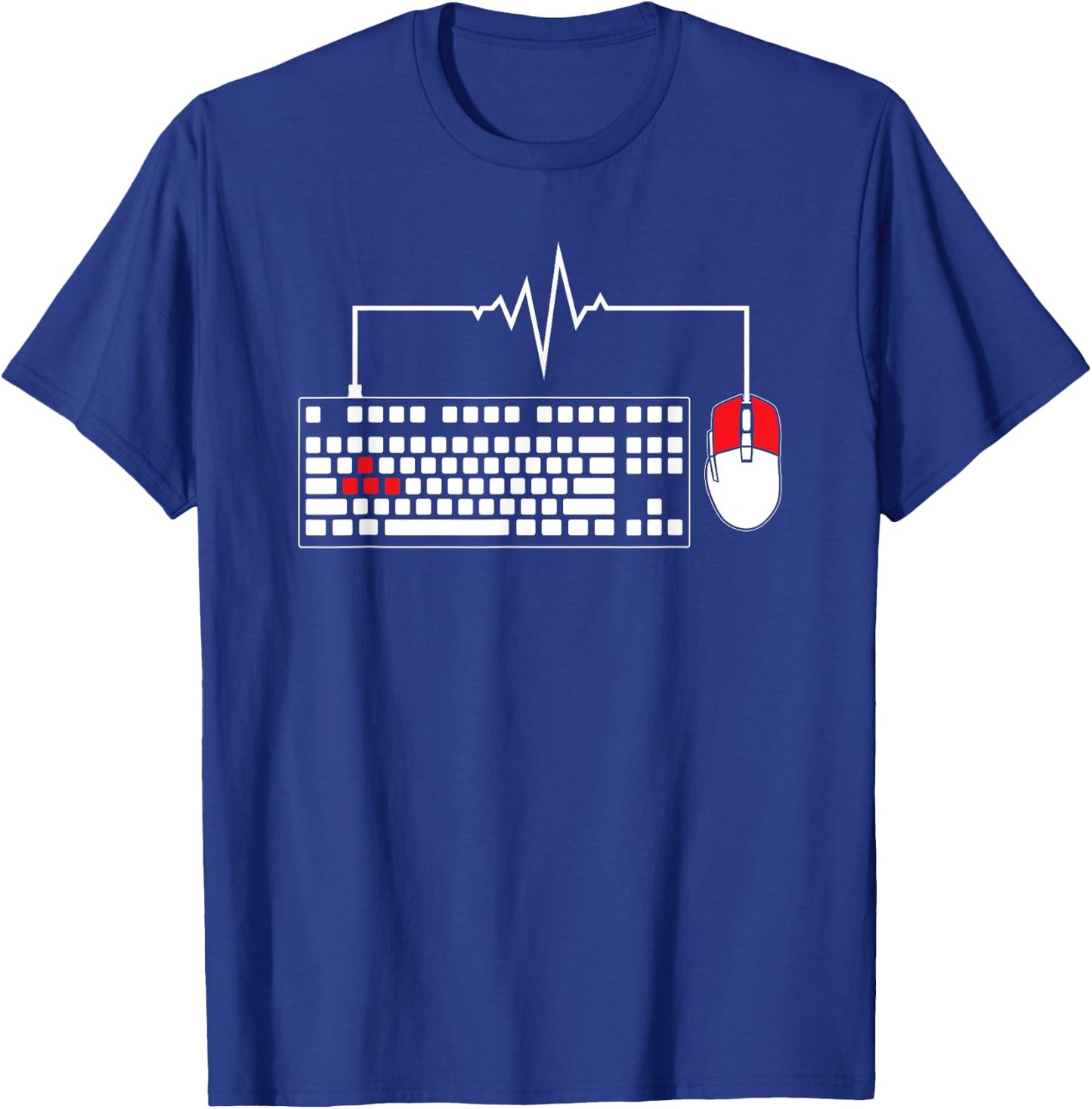 Gaming PC Keyboard Mouse Christmas Gift Gamer Heartbeat T-Shirt - T-Shirt | Royal