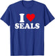 I Love Seals, I Heart Seal Lover T-Shirt - T-Shirt | Royal