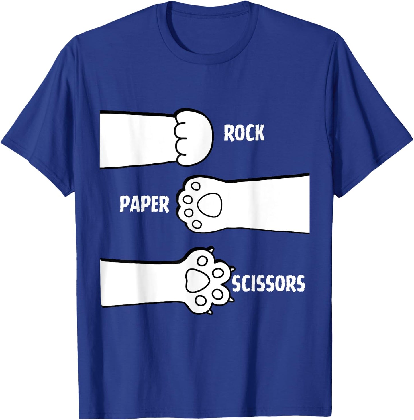 Cat Rock Paper Scissors Hand Game Paw Claw Cute Funny Women Girls Kids T-Shirt - T-Shirt | Royal