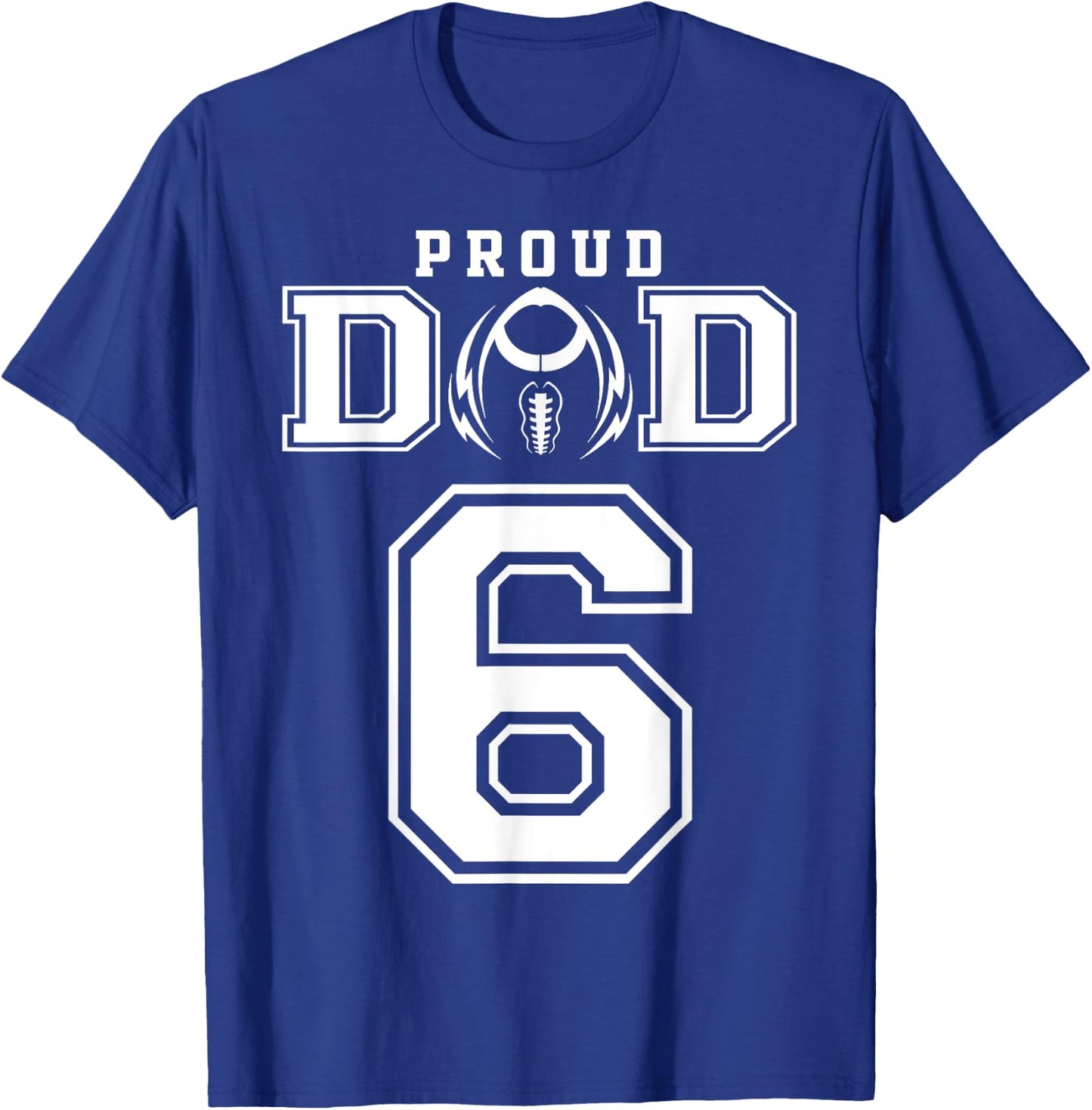 Custom Proud Football Dad Number 6 Personalized T-Shirt - T-Shirt | Royal