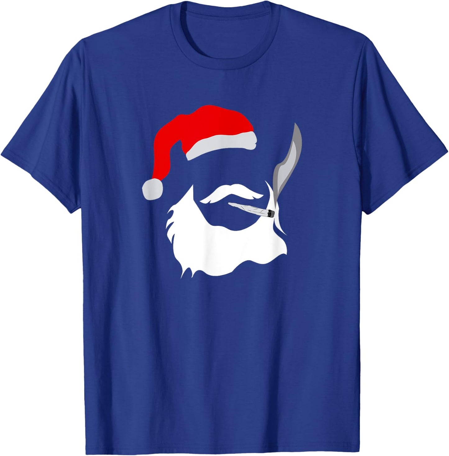 Funny Face Santa Clause Smoking Weed Christmas Marijuana T-Shirt - T-Shirt | Royal