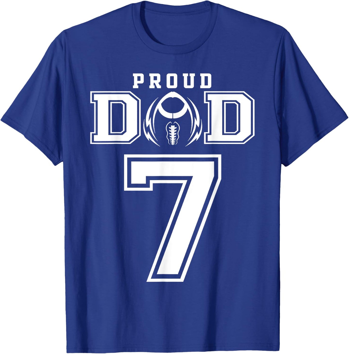 Custom Proud Football Dad Number 7 Personalized T-Shirt - T-Shirt | Royal