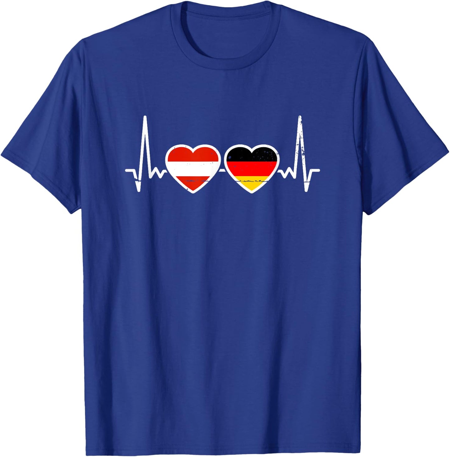 Österreich Deutschland Herzschlag Flagge Österreicher T-Shirt - T-Shirt | Royal