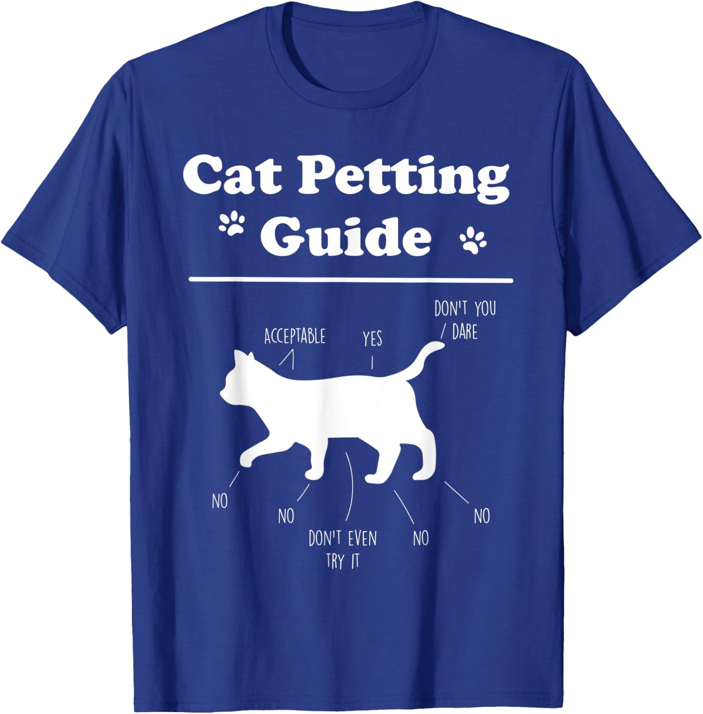 Cat Petting Guide Funny Cat Owner Pet Kitten Petting Guide Men Women Kids T-Shirt - T-Shirt | Royal
