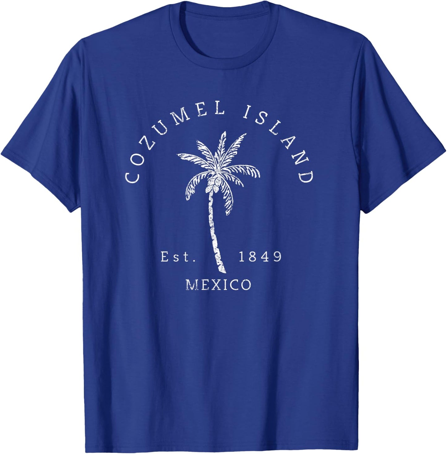 Retro Cool Cozumel Island Distressed Palm Tree Novelty T-Shirt - T-Shirt | Royal