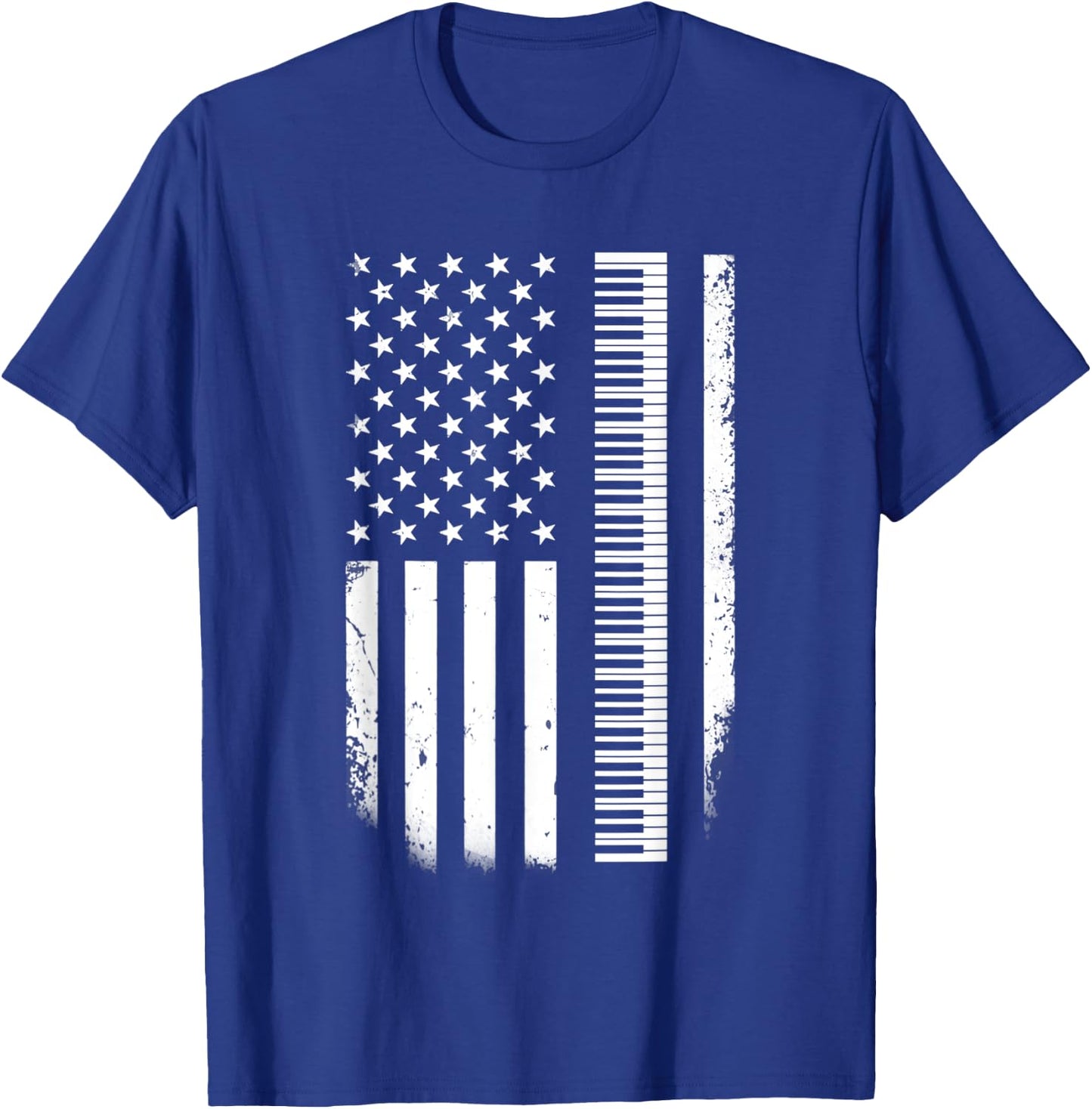 Keyboard Piano American Flag Patriotic Pianist Musician Kids Men T-Shirt - T-Shirt | Royal