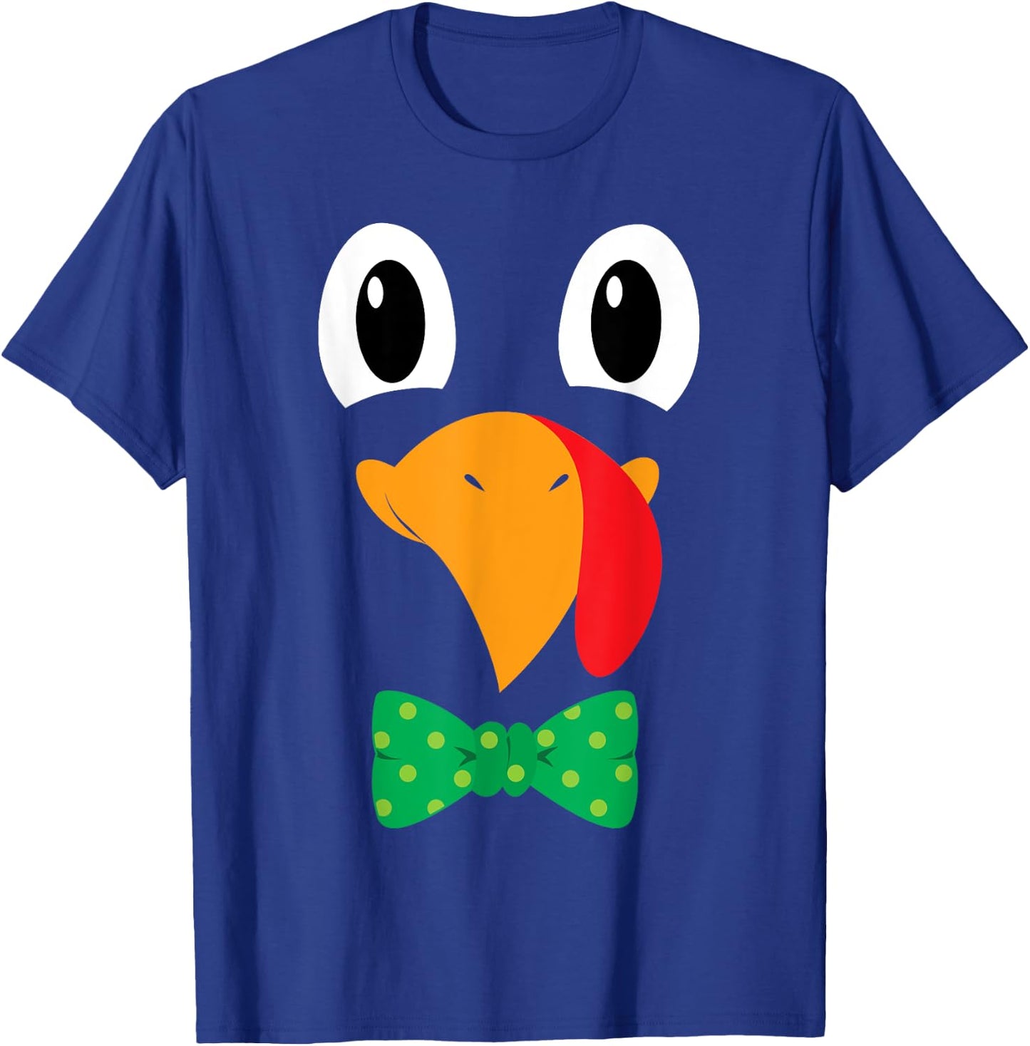 Turkey Face Bow Tie Funny Thanksgiving Men Boys T-Shirt - T-Shirt | Royal