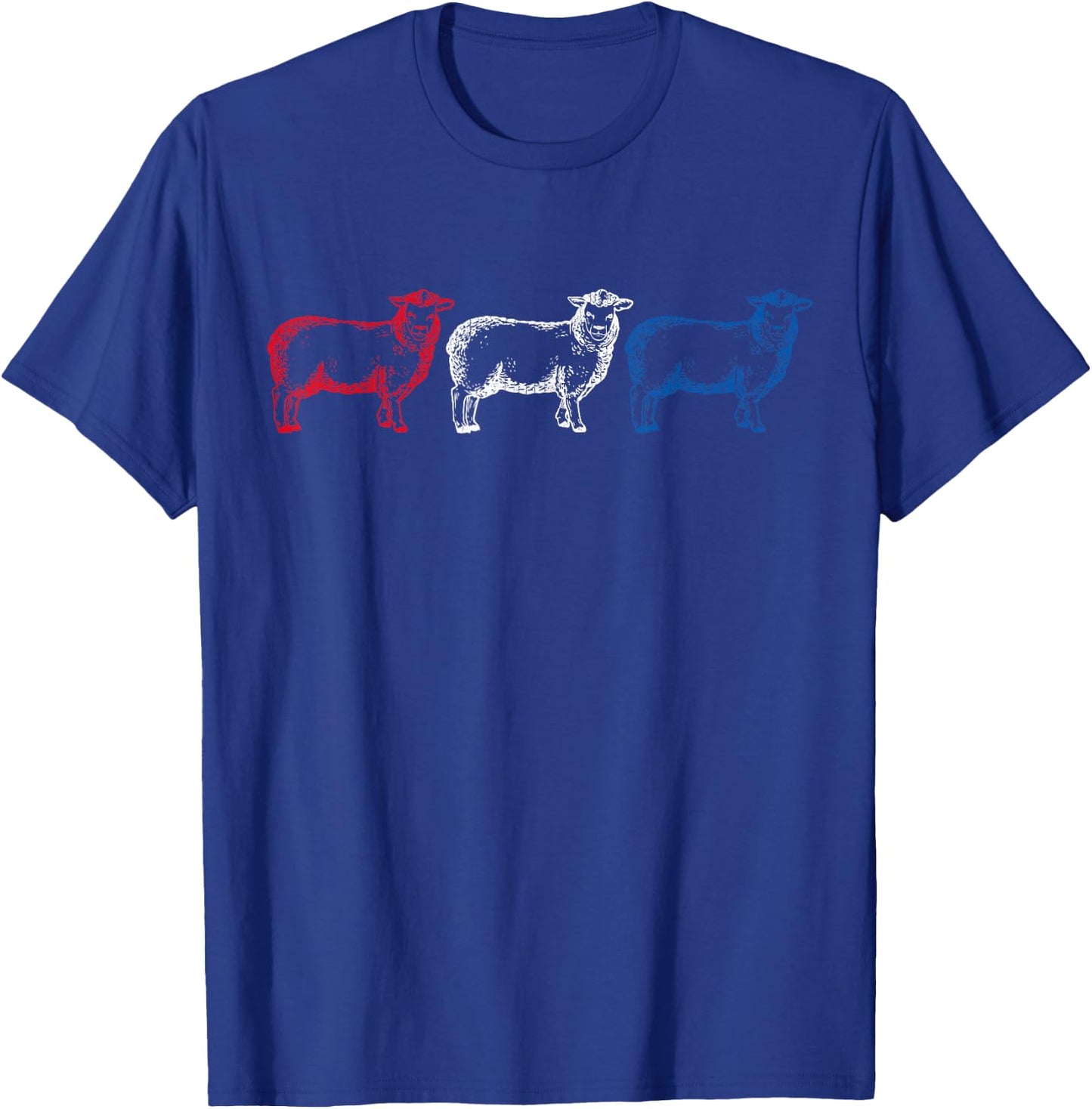 Patriotic American Flag Sheep Lovers 4th of July Kids Men T-Shirt - T-Shirt | Royal