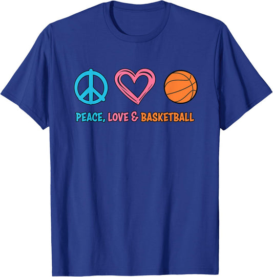 Basketball : Peace Love and Basketball Shirt T-Shirt - T-Shirt | Royal
