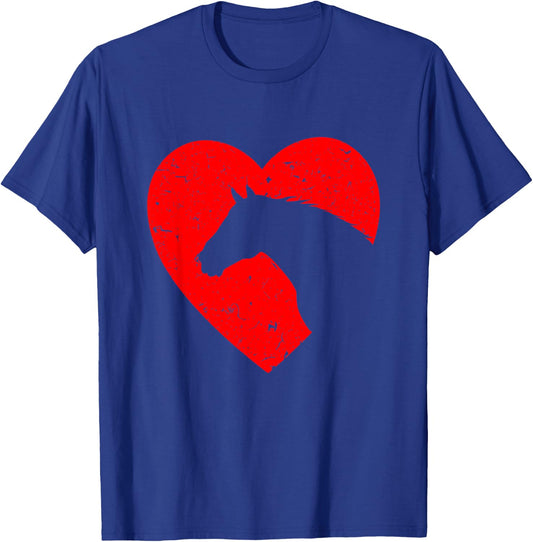 Horse Heart Silhouette For Cowgirl Equestrian Graphic Print T-Shirt - T-Shirt | Royal