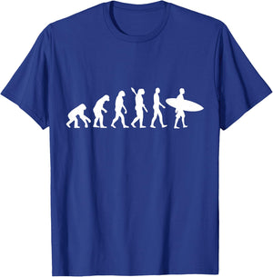 Surfer Evolution Surfboard Surfing Fun Development Retro T-Shirt - T-Shirt | Royal