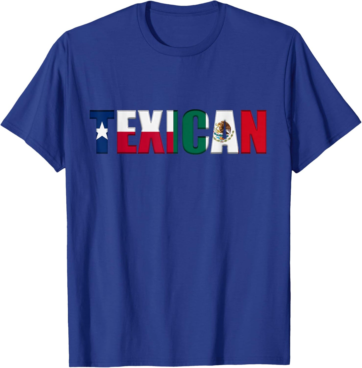 Texican Flag Texas and Mexico Flag Letters T-Shirt - T-Shirt | Royal