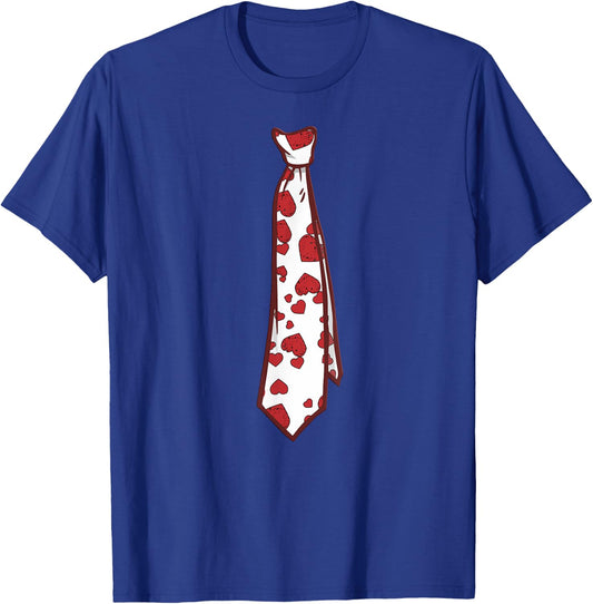 Valentine's Day Motif Tie with Hearts , black T-Shirt - T-Shirt | Royal