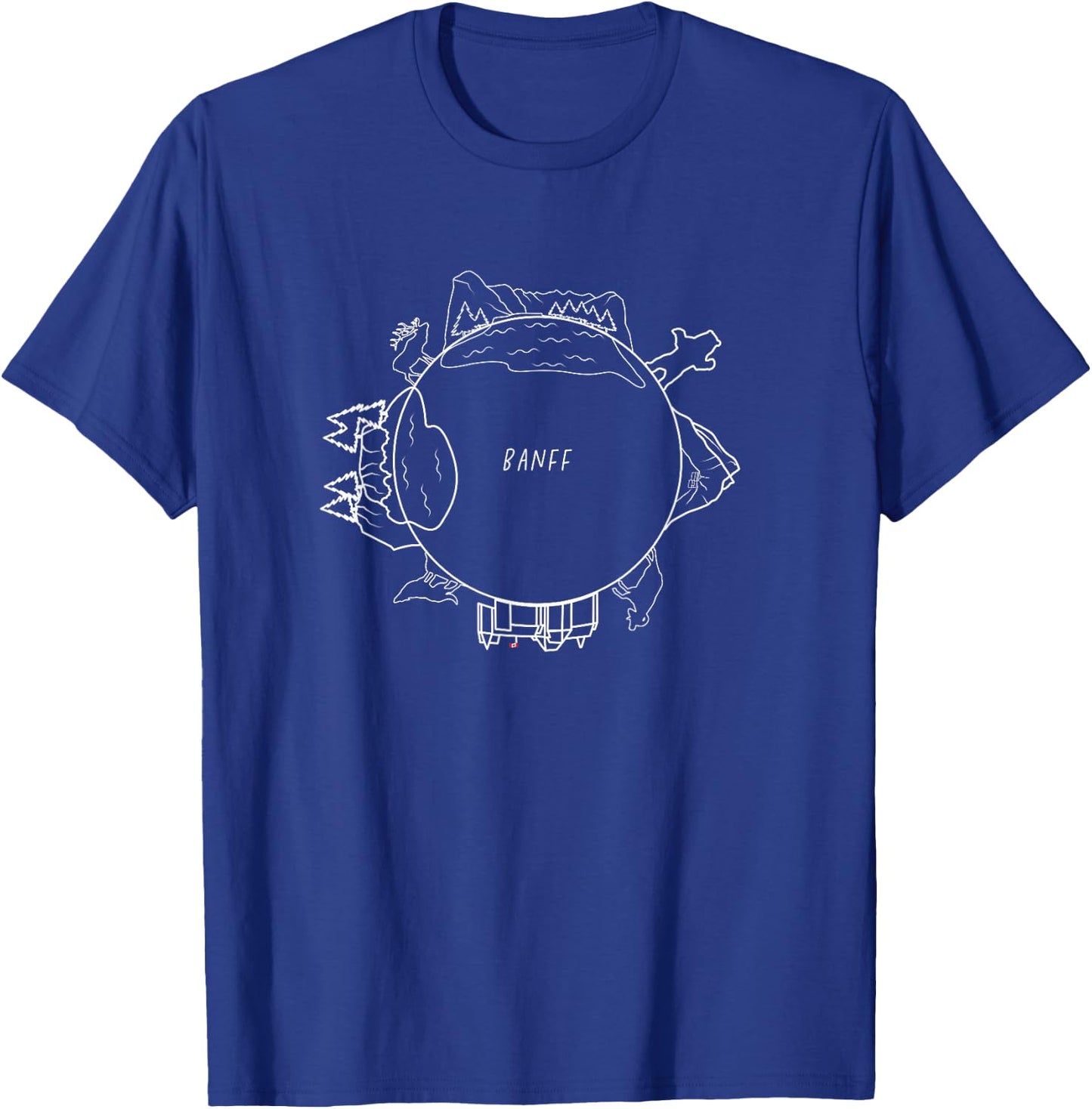 Banff Alberta Canada Tiny Planet with Animals & Landmarks T-Shirt - T-Shirt | Royal