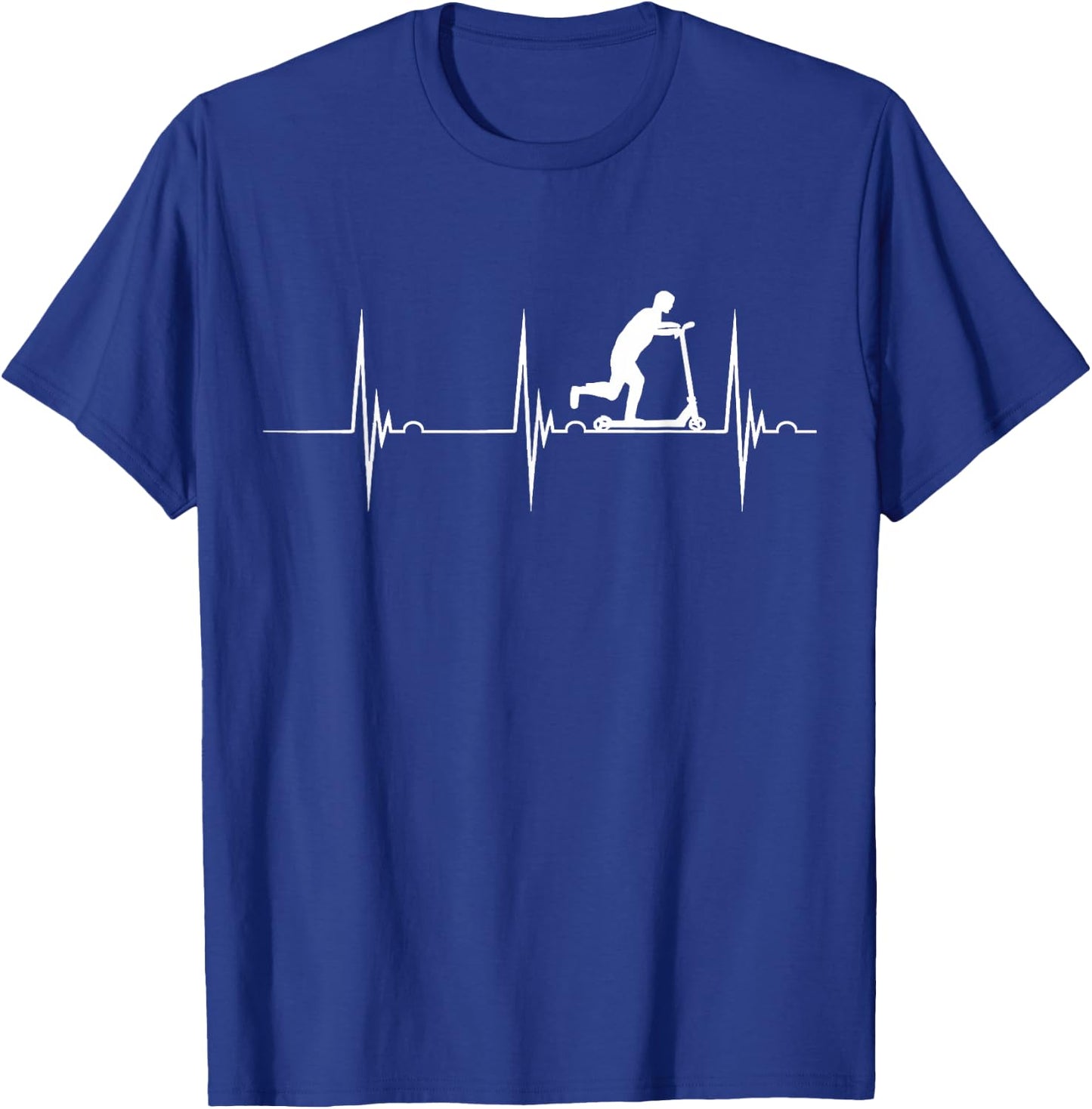 Push Scooter Rider Bike Heartbeat EKG Pulse Scootering T-Shirt - T-Shirt | Royal