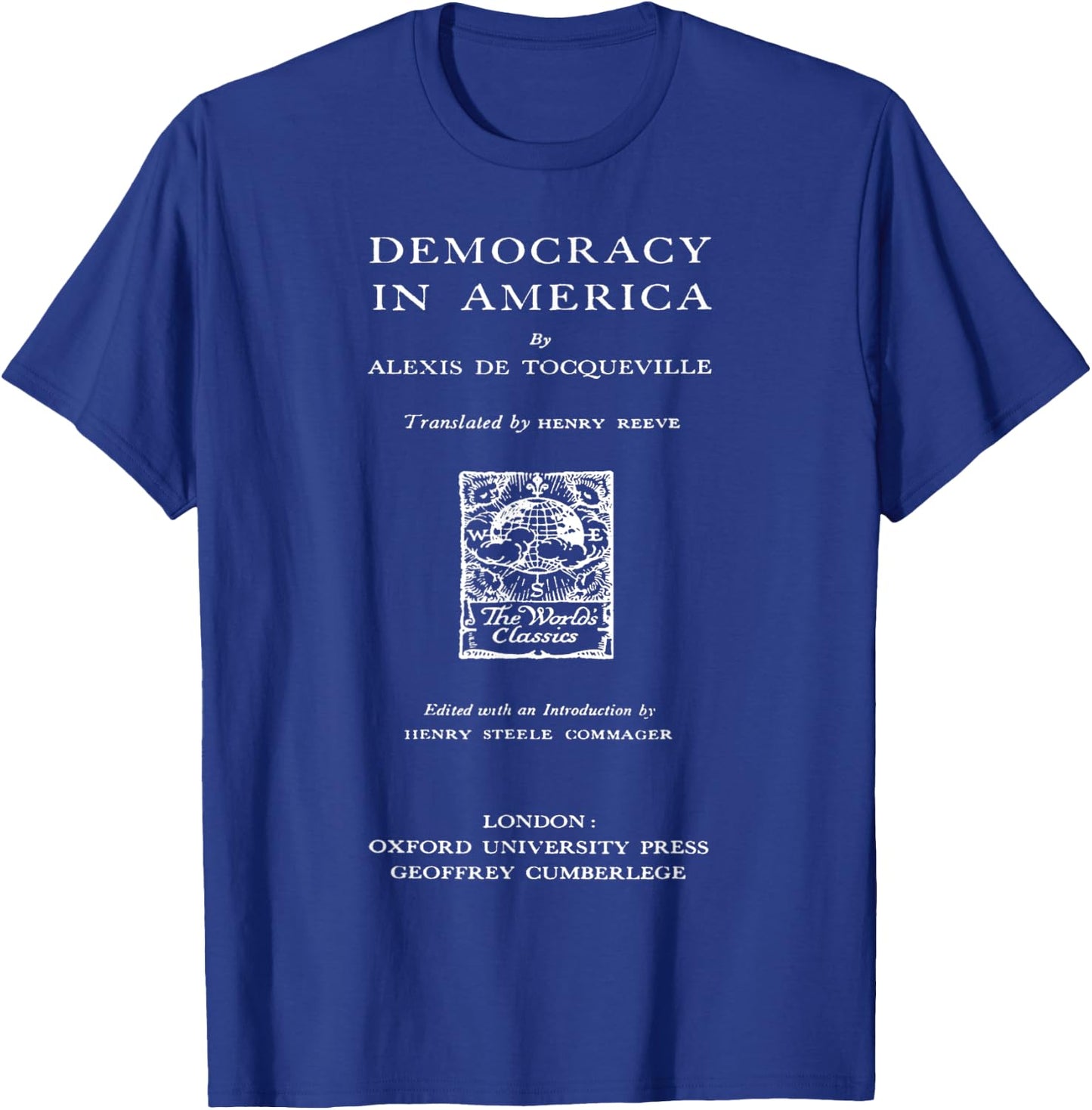 Democracy in America Alexis De Tocqueville Title Page T-Shirt - T-Shirt | Royal