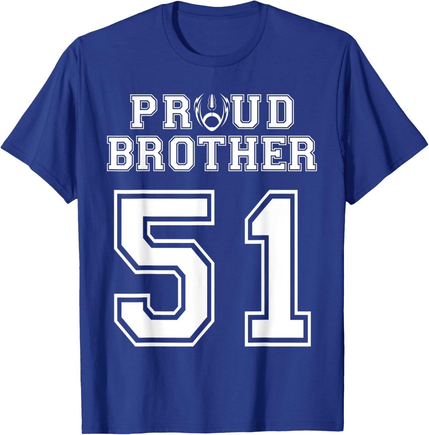 Custom Proud Football Brother Number 51 Personalized T-Shirt - T-Shirt | Royal