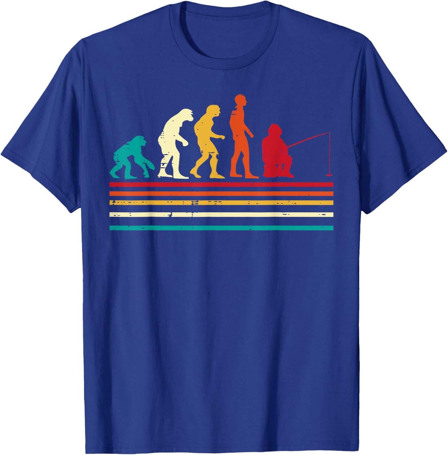 Fishing Human Evolution Retro Angler Men Women Boy Kids Teen T-Shirt - T-Shirt | Royal