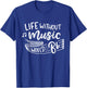 Life Without Music Would Be Flat Funny Music Teacher Cute T-Shirt - T-Shirt | Royal