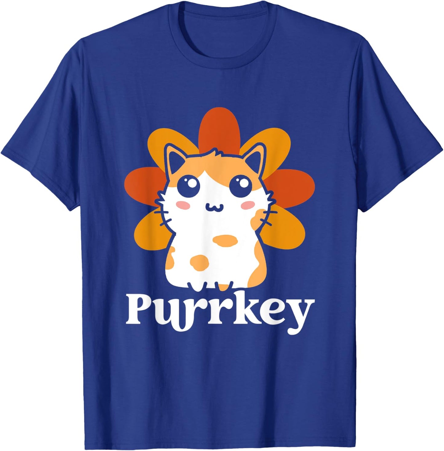Funny Purrkey | Cat Turkey | Happy Thanksgiving T-Shirt - T-Shirt | Royal