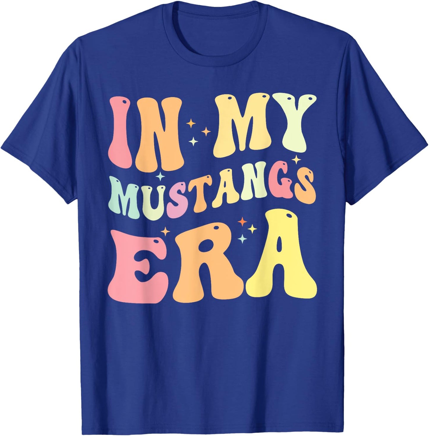 In My Mustangs Era Back to School Spirit Game Retro Groovy T-Shirt - T-Shirt | Royal