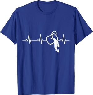 Paint Bucket ECG Heart Line Painter Craft T-Shirt - T-Shirt | Royal