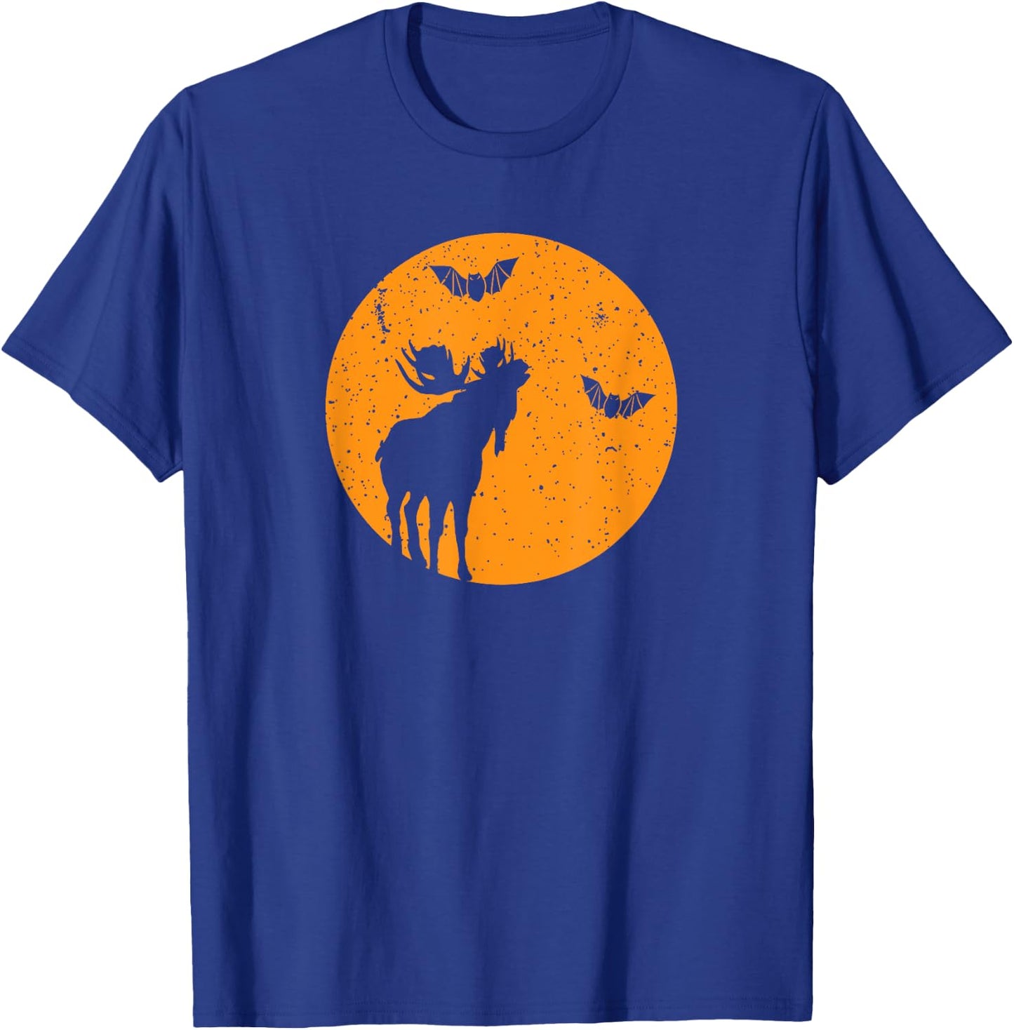 Full Moon Bats Moose Halloween. Funny Halloween Moose Gift T-Shirt - T-Shirt | Royal