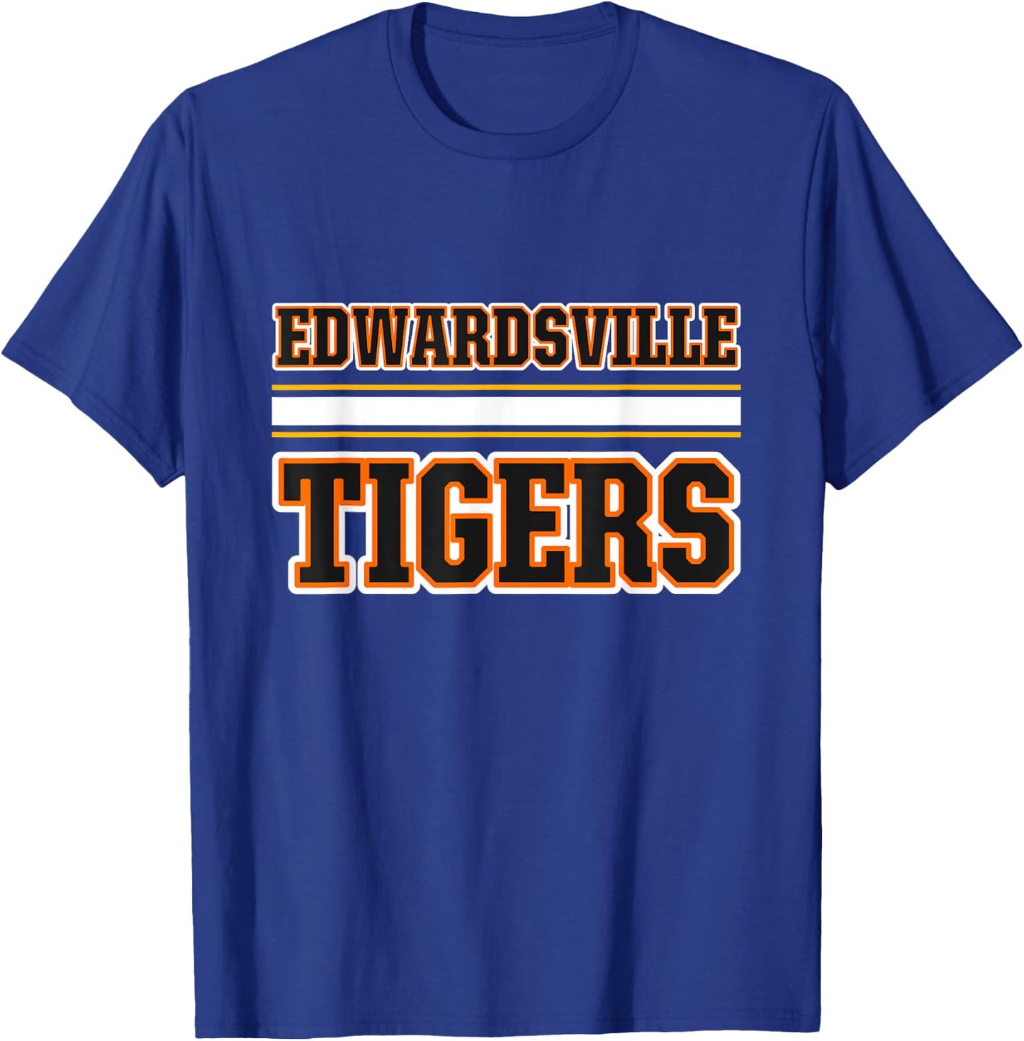 Edwardsville Tigers Horizontal Stripes T-Shirt - T-Shirt | Royal