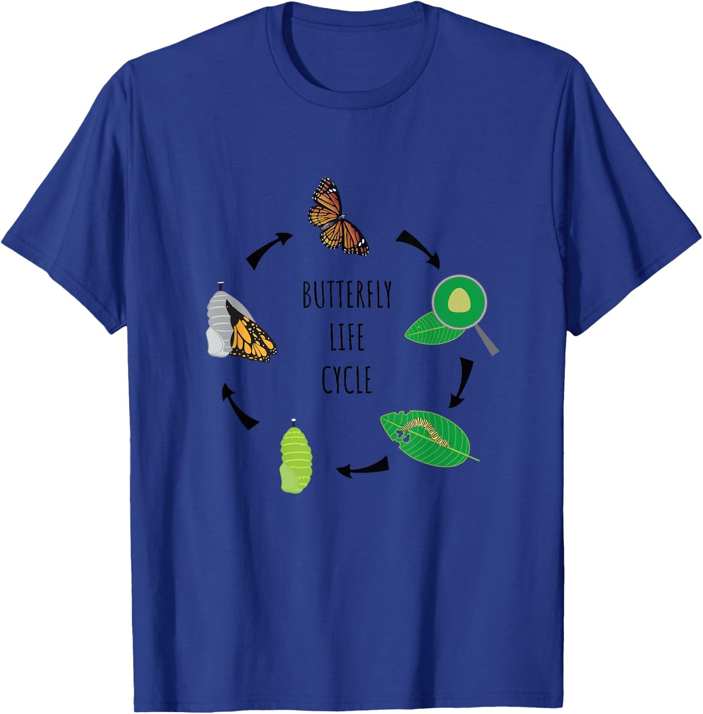 Caterpillar Butterfly Life Cycle Biology Science T-Shirt - T-Shirt | Royal