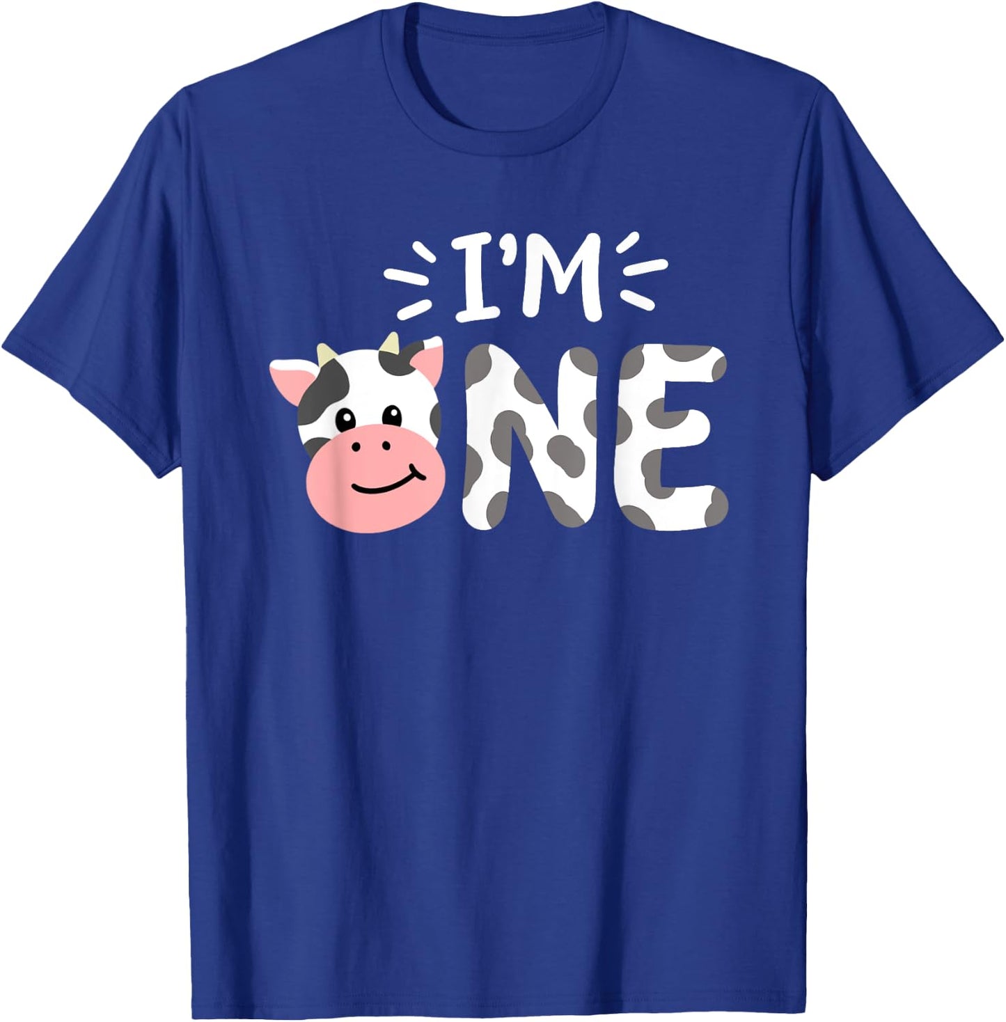 I'm One 1st Birthday Cow Farm Theme Party 1 Year Old Toddler T-Shirt - T-Shirt | Royal