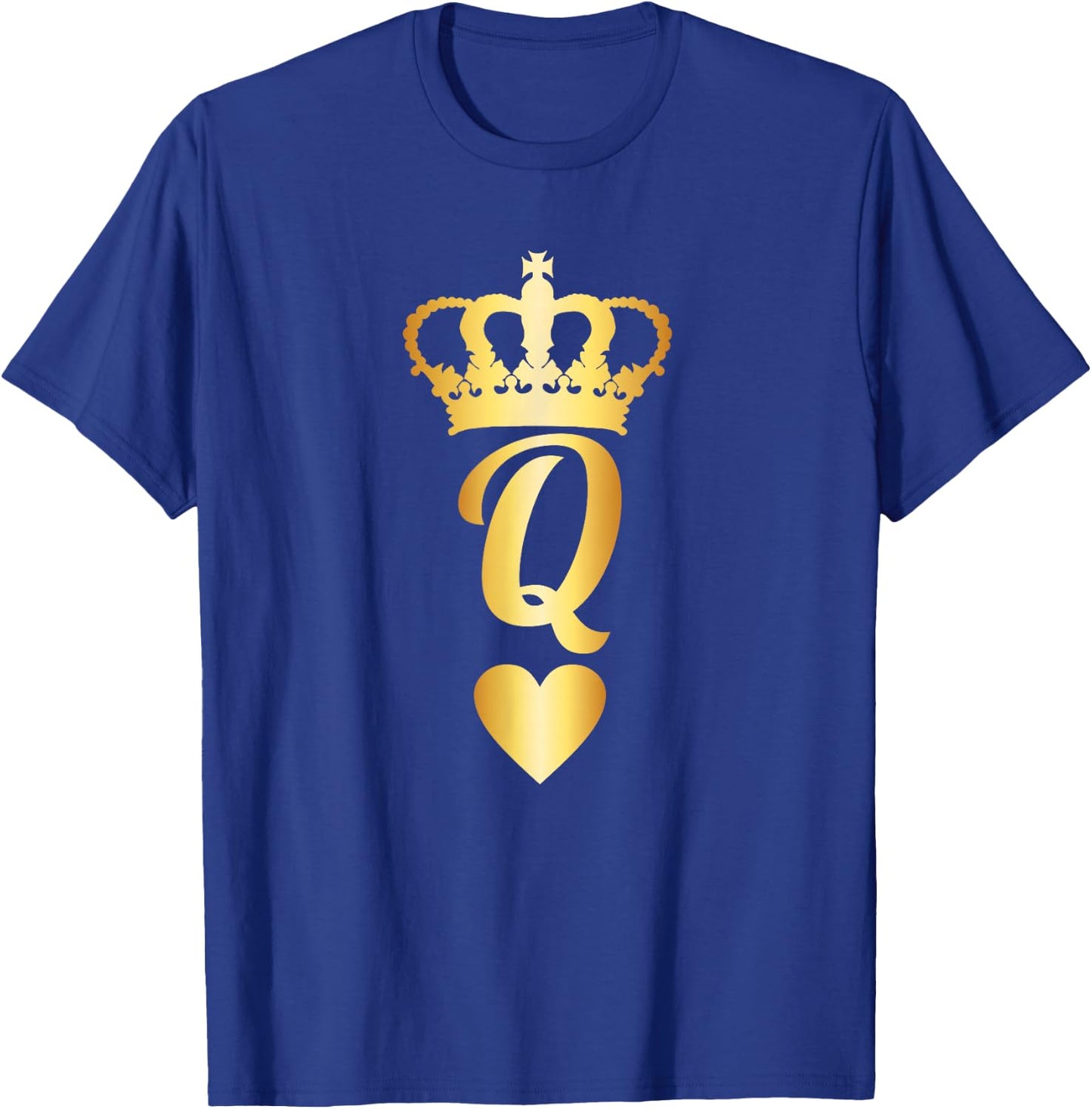 Cool - Gold Queen of Hearts Playing Card T-Shirt - T-Shirt | Royal