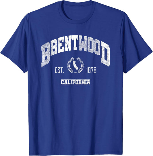Brentwood CA | California | Vintage Throwback T-Shirt - T-Shirt | Royal