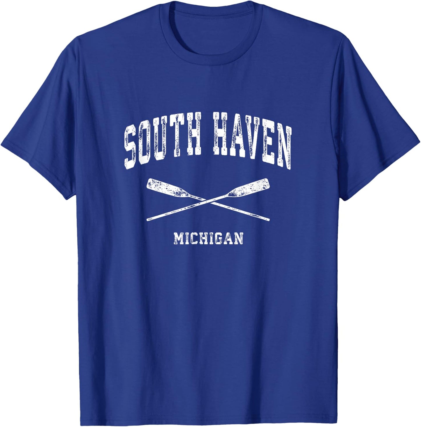 South Haven Michigan Vintage Nautical Crossed Oars T-Shirt - T-Shirt | Royal