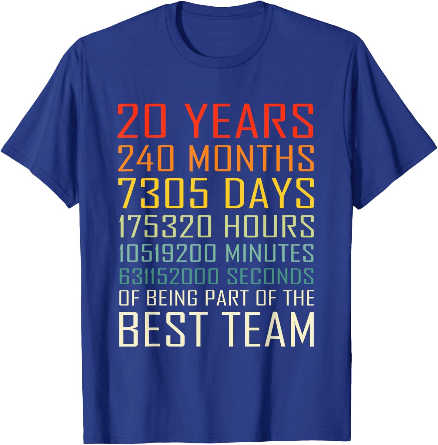 Best Team Vintage Work Anniversary 20 Years Employee T-Shirt - T-Shirt | Royal