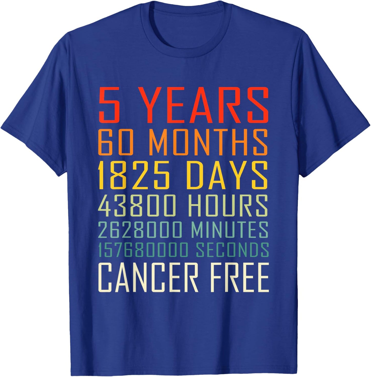 Vintage Cancer Awareness Vintage 5 Years Cancer Free T-Shirt - T-Shirt | Royal