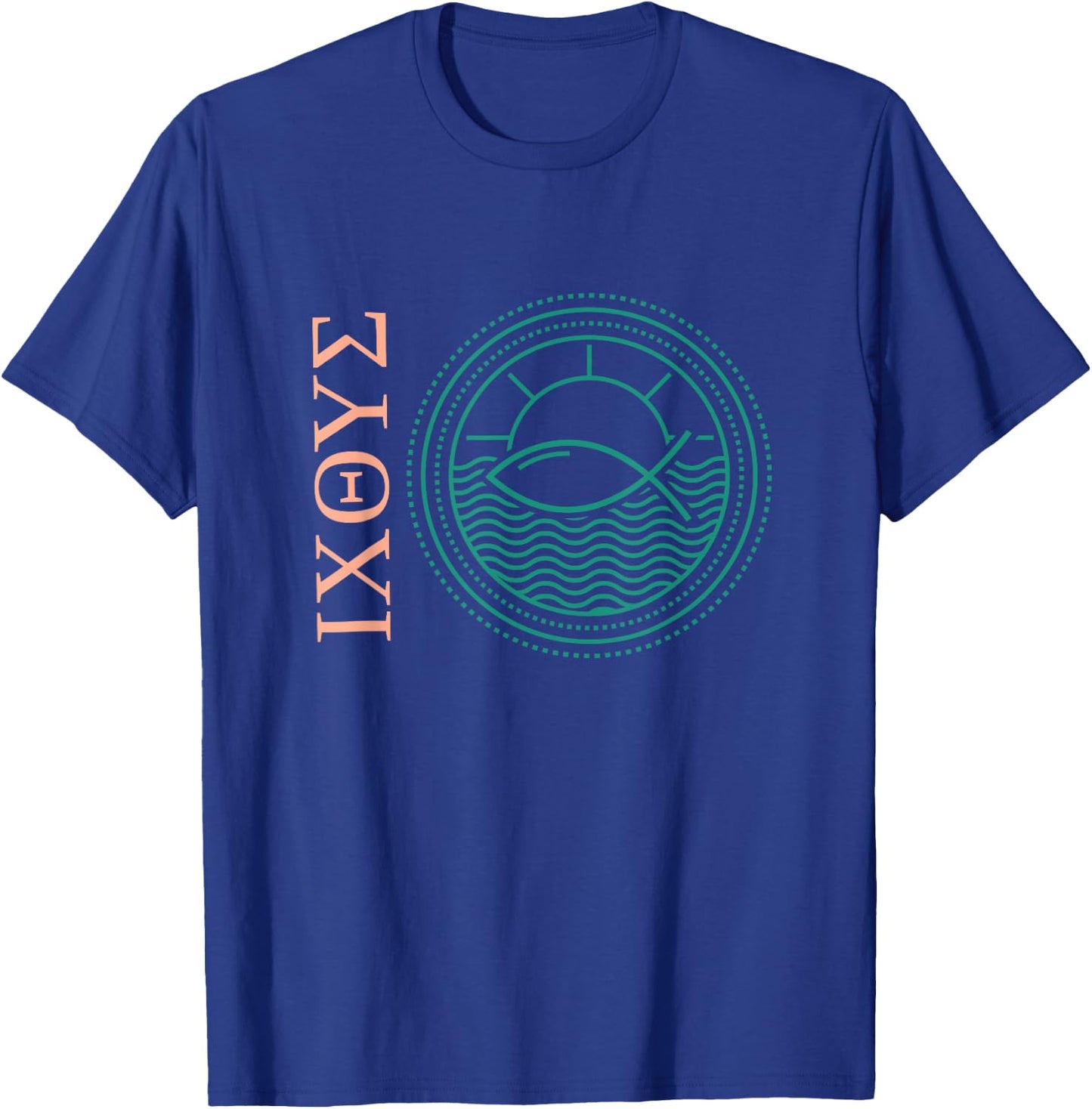 Ixoye Ichthys Ichthus Greek Fish Jesus Christ Son God Savior T-Shirt - T-Shirt | Royal