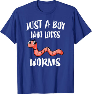 Just A Boy Who Loves Worms Animal Gift T-Shirt - T-Shirt | Royal