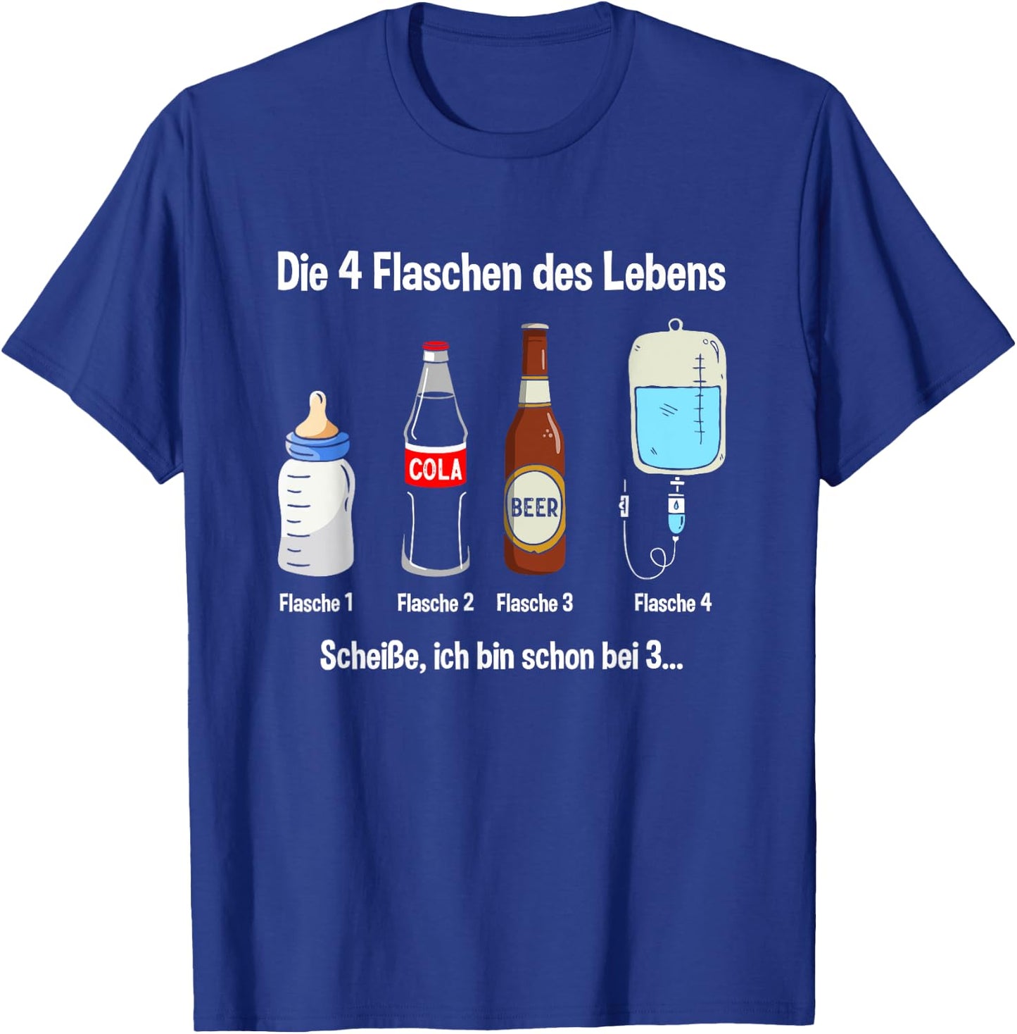 with German Text "Die 4 Flaschen des Leben" [German Language] Funny Party, black T-Shirt - T-Shirt | Royal