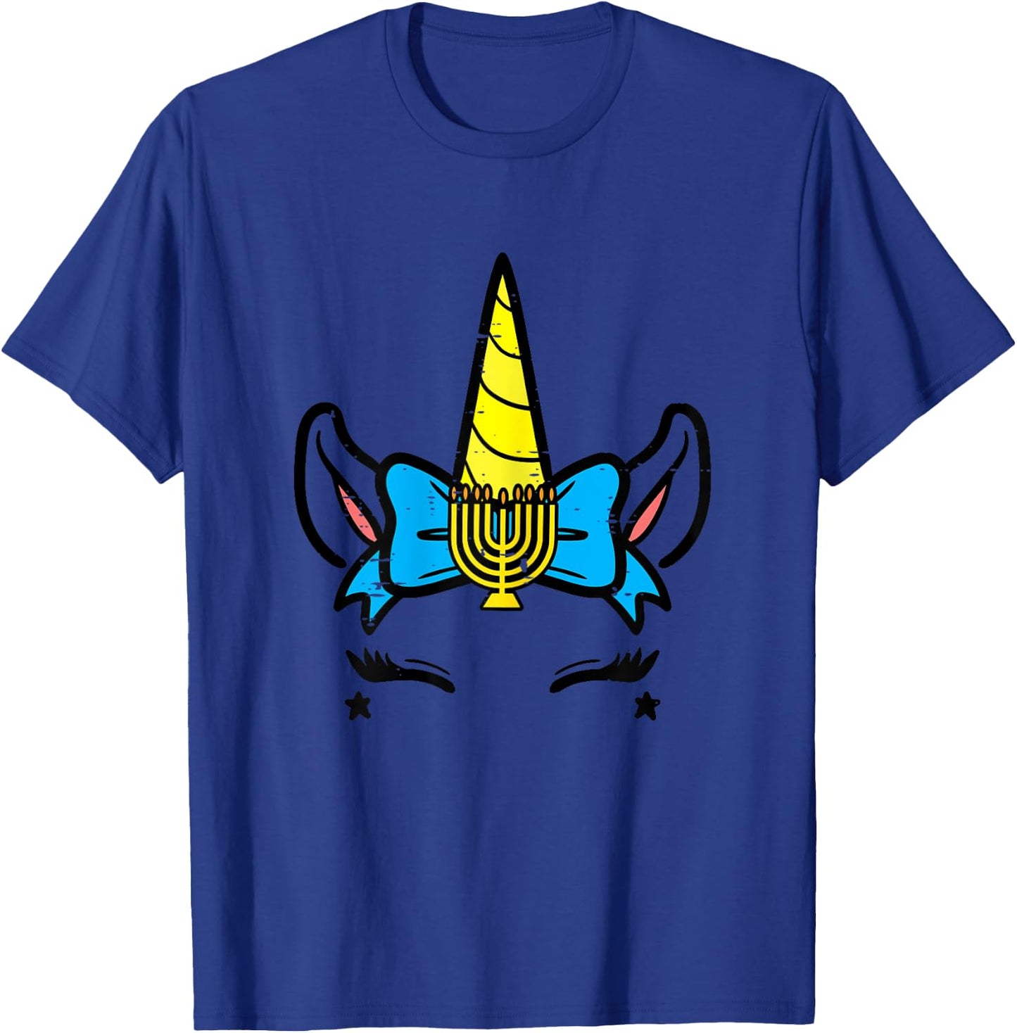 Hanukkah Unicorn Head Chanukah Jewish Girls Kids Toddlers T-Shirt - T-Shirt | Royal
